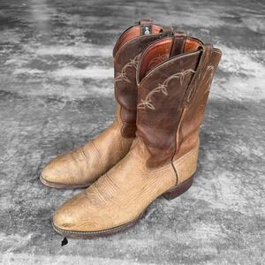 Vintage Larry Mahan El Paso Natural Tan Leather Point toe Cowboy western boots